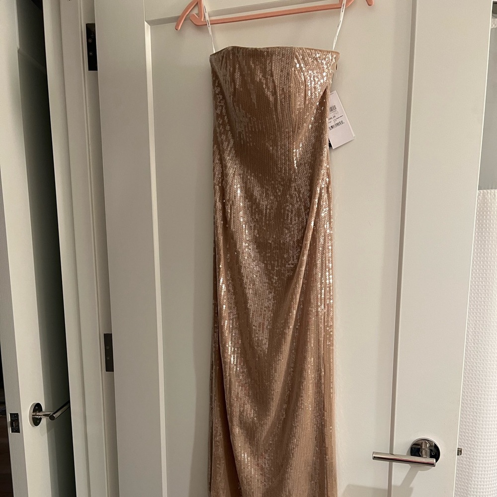 Elegant Sequin Gown in Champagne